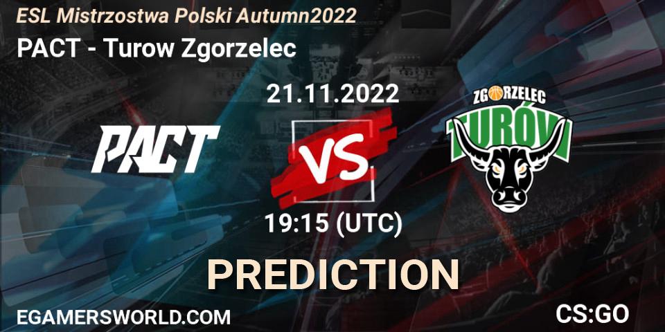Pronósticos PACT - Turow Zgorzelec. 21.11.2022 at 19:15. ESL Mistrzostwa Polski Autumn 2022 - Counter-Strike (CS2)