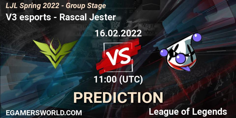 Pronósticos V3 esports - Rascal Jester. 16.02.22. LJL Spring 2022 - Group Stage - LoL