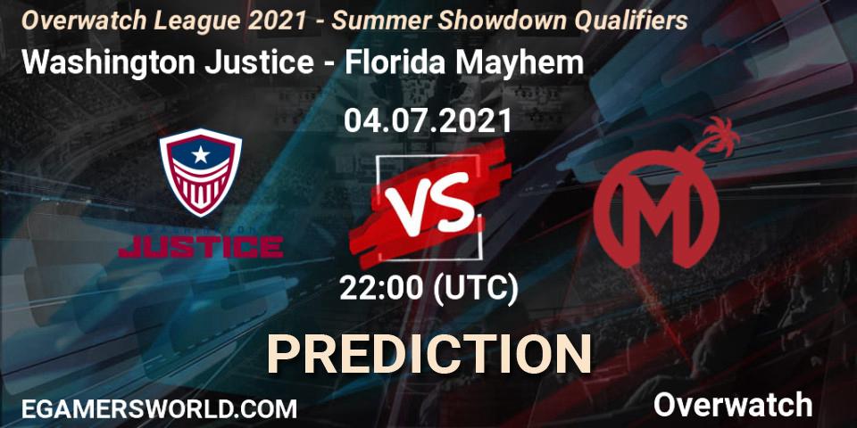 Pronósticos Washington Justice - Florida Mayhem. 04.07.2021 at 22:00. Overwatch League 2021 - Summer Showdown Qualifiers - Overwatch
