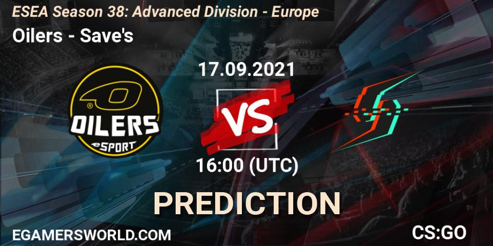 Pronósticos Oilers - Save's. 17.09.2021 at 16:00. ESEA Season 38: Advanced Division - Europe - Counter-Strike (CS2)