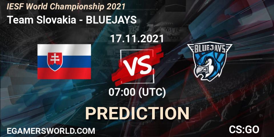 Pronósticos Team Slovakia - BLUEJAYS. 17.11.21. IESF World Championship 2021 - CS2 (CS:GO)