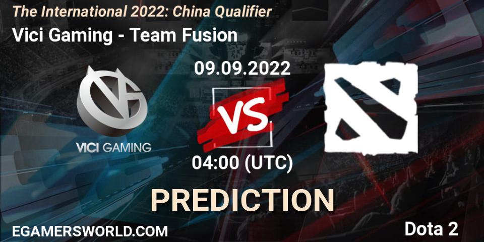 Pronósticos Vici Gaming - Team Fusion. 09.09.2022 at 04:30. The International 2022: China Qualifier - Dota 2