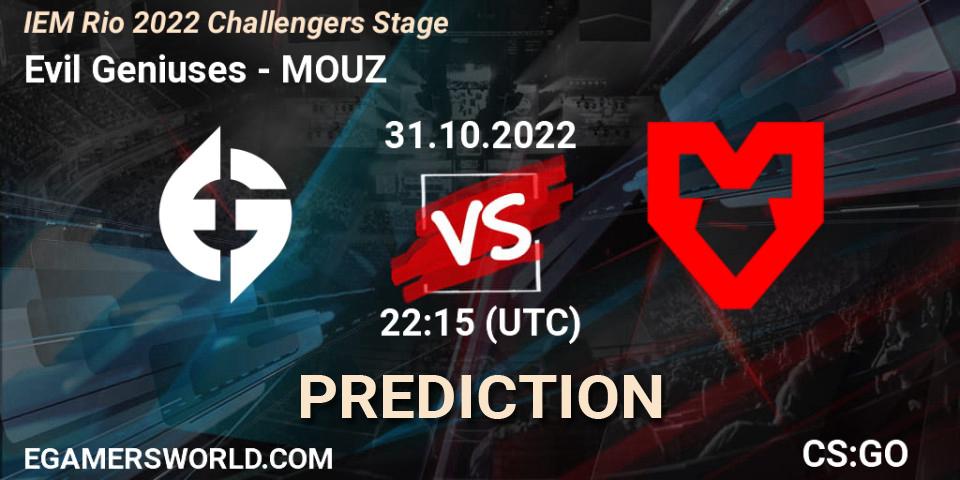 Pronósticos Evil Geniuses - MOUZ. 31.10.22. IEM Rio 2022 Challengers Stage - CS2 (CS:GO)