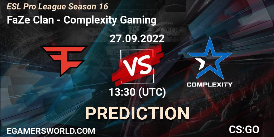 Pronósticos FaZe Clan - Complexity Gaming. 27.09.22. ESL Pro League Season 16 - CS2 (CS:GO)