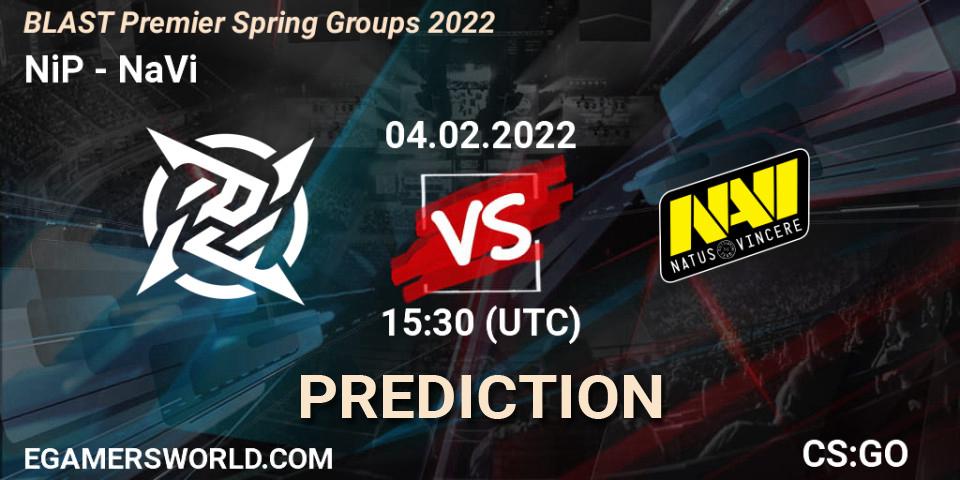 Pronósticos NiP - NaVi. 04.02.2022 at 14:35. BLAST Premier Spring Groups 2022 - Counter-Strike (CS2)