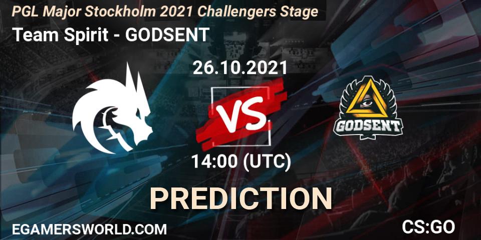 Pronósticos Team Spirit - GODSENT. 26.10.2021 at 14:15. PGL Major Stockholm 2021 Challengers Stage - Counter-Strike (CS2)