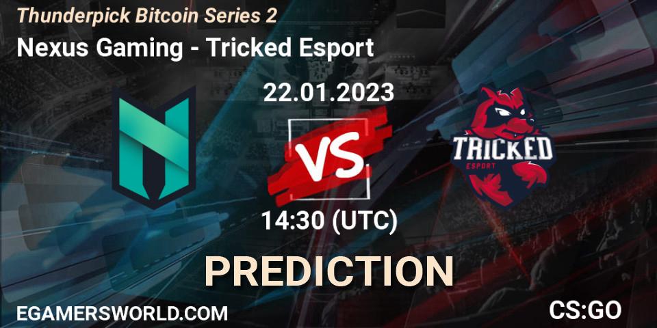 Pronósticos Nexus Gaming - Tricked Esport. 22.01.2023 at 14:30. Thunderpick Bitcoin Series 2 - Counter-Strike (CS2)