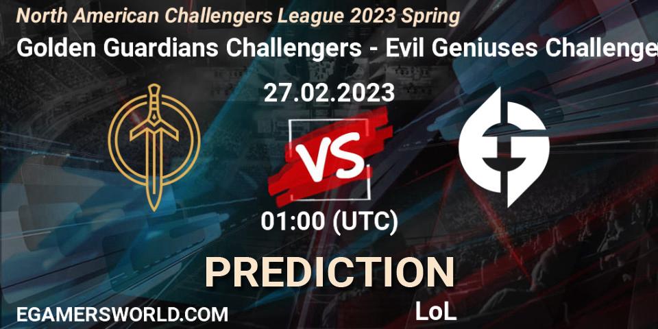 Pronósticos Golden Guardians Challengers - Evil Geniuses Challengers. 27.02.23. NACL 2023 Spring - Group Stage - LoL