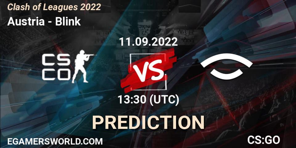Pronósticos Austria - Blink. 11.09.2022 at 13:30. Clash of Leagues 2022 - Counter-Strike (CS2)