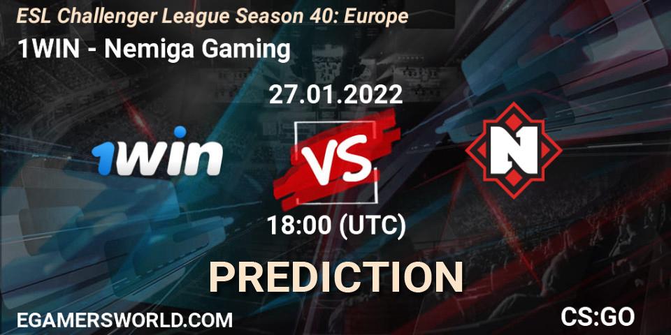 Pronósticos 1WIN - Nemiga Gaming. 01.02.2022 at 18:00. ESL Challenger League Season 40: Europe - Counter-Strike (CS2)