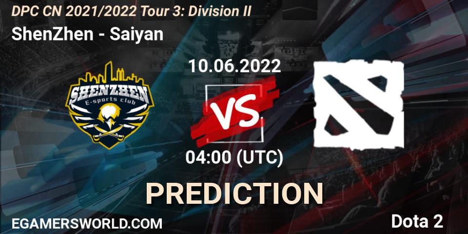 Pronósticos ShenZhen - Saiyan. 10.06.22. DPC CN 2021/2022 Tour 3: Division II - Dota 2