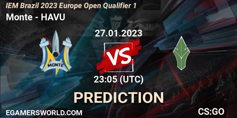 Pronósticos Monte - HAVU. 28.01.23. IEM Brazil Rio 2023 Europe Open Qualifier 1 - CS2 (CS:GO)