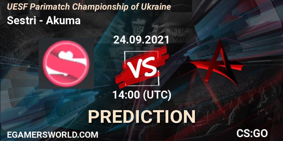 Pronósticos Sestri - Akuma. 24.09.21. UESF Parimatch Championship of Ukraine - CS2 (CS:GO)