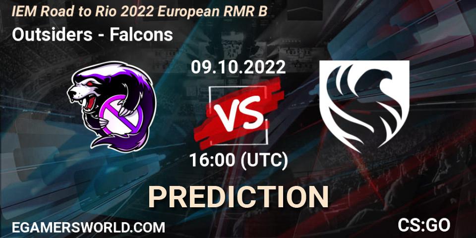 Pronósticos Outsiders - Falcons. 09.10.2022 at 18:15. IEM Road to Rio 2022 European RMR B - Counter-Strike (CS2)