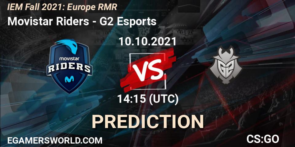 Pronósticos Movistar Riders - G2 Esports. 10.10.2021 at 15:20. IEM Fall 2021: Europe RMR - Counter-Strike (CS2)