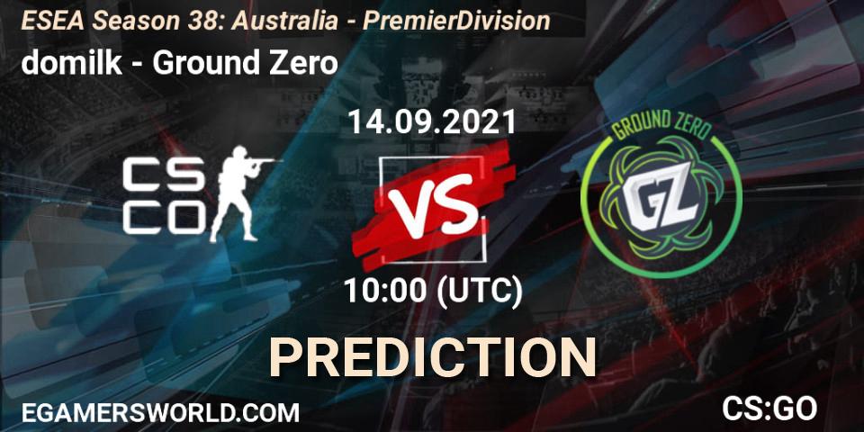 Pronósticos domilk - Ground Zero. 14.09.2021 at 10:00. ESEA Season 38: Australia - Premier Division - Counter-Strike (CS2)