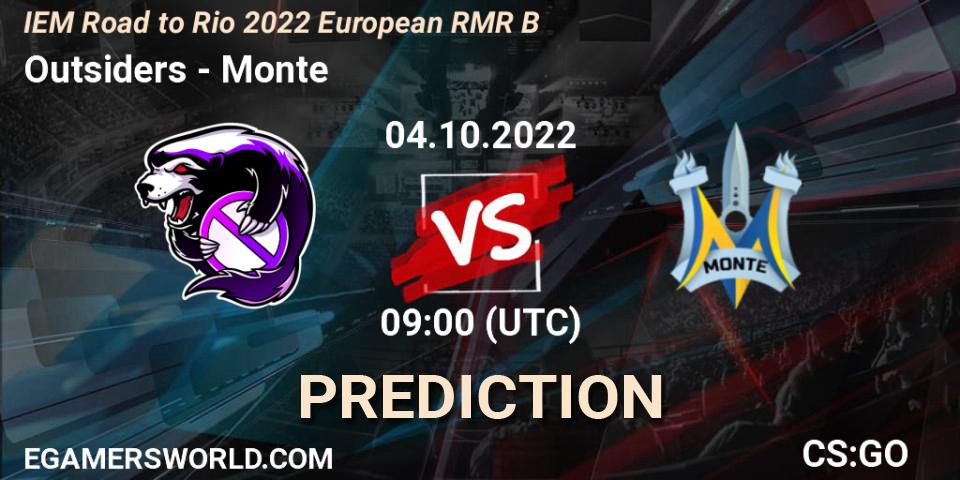 Pronósticos Outsiders - Monte. 04.10.2022 at 14:20. IEM Road to Rio 2022 European RMR B - Counter-Strike (CS2)