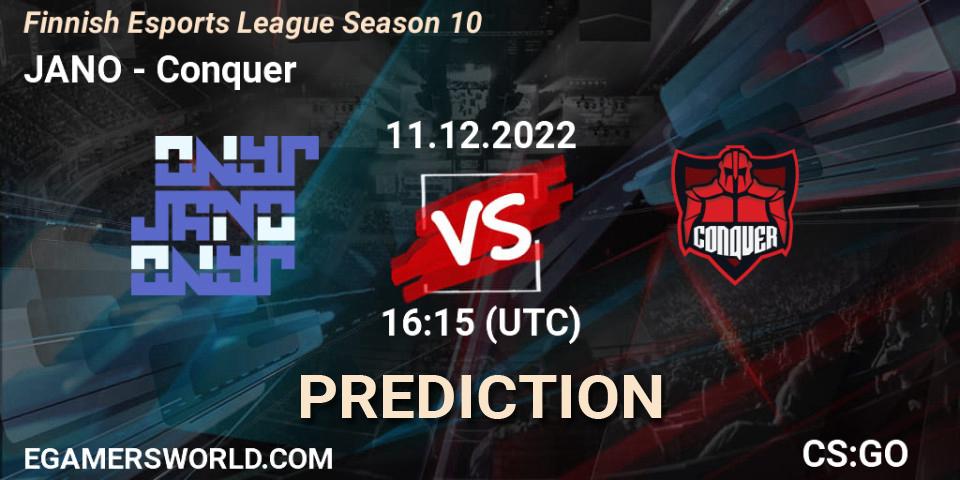 Pronósticos JANO - Conquer. 11.12.22. Finnish Esports League Season 10 - CS2 (CS:GO)