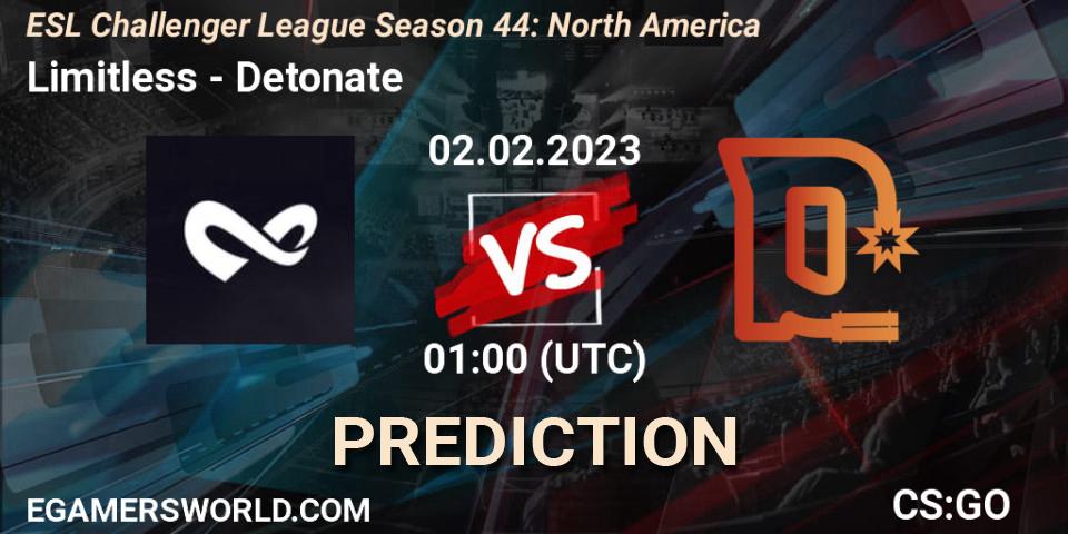 Pronósticos Limitless - Detonate. 02.03.23. ESL Challenger League Season 44: North America - CS2 (CS:GO)