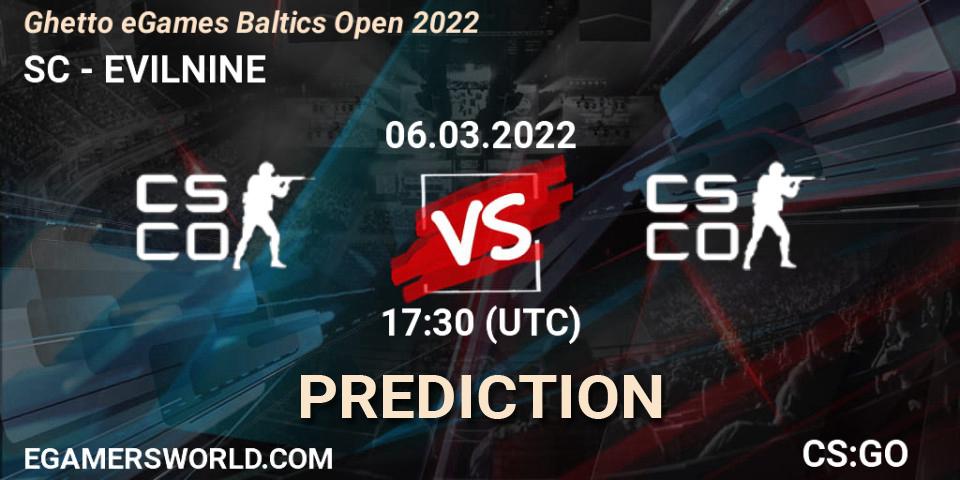 Pronósticos SC e-Sports - EVILNINE. 06.03.2022 at 17:30. Ghetto eGames Baltics Open - Counter-Strike (CS2)