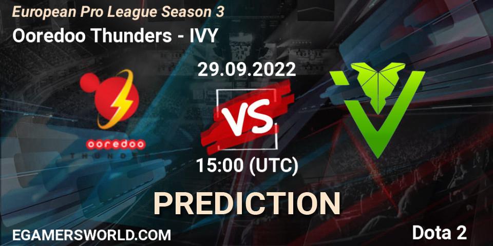 Pronósticos Ooredoo Thunders - IVY. 29.09.2022 at 15:26. European Pro League Season 3 - Dota 2