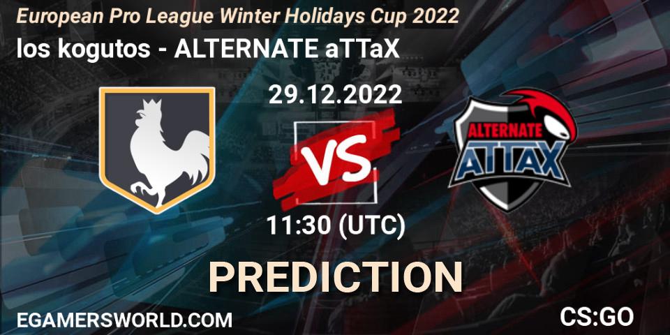 Pronósticos los kogutos - ALTERNATE aTTaX. 29.12.2022 at 11:30. European Pro League Winter Holidays Cup 2022 - Counter-Strike (CS2)