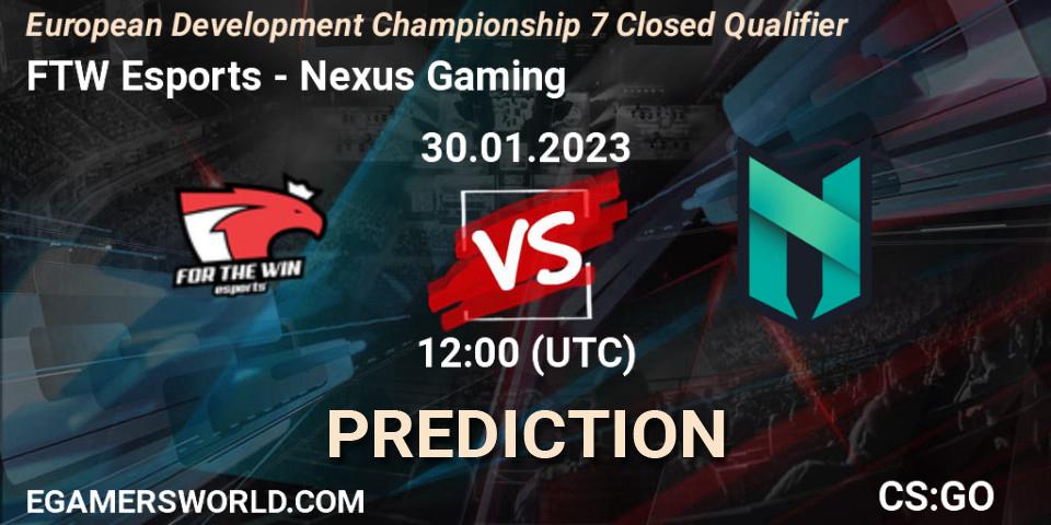 Pronósticos FTW Esports - Nexus Gaming. 30.01.23. European Development Championship 7 Closed Qualifier - CS2 (CS:GO)