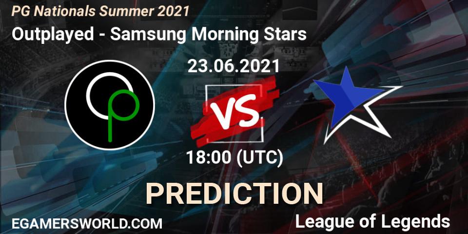 Pronósticos Outplayed - Samsung Morning Stars. 23.06.2021 at 18:00. PG Nationals Summer 2021 - LoL