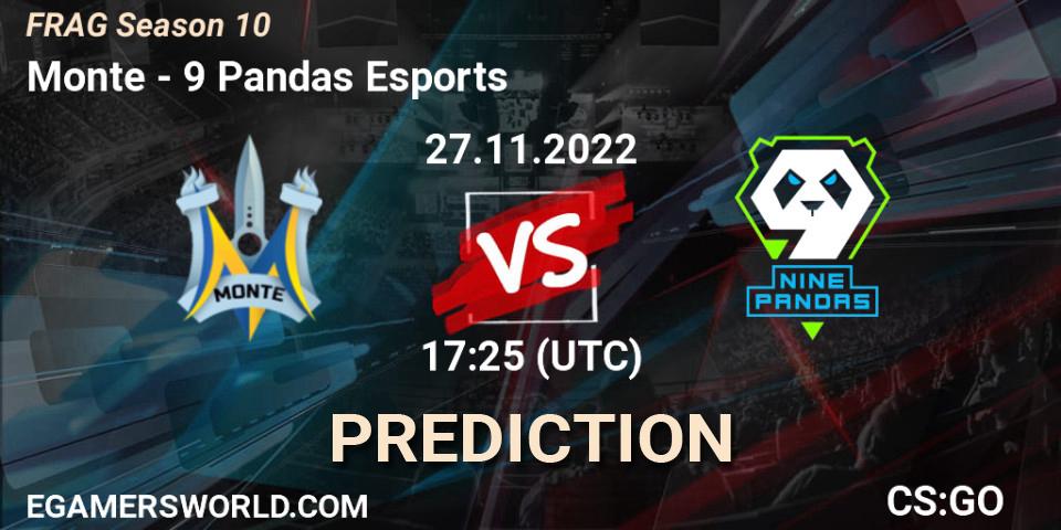 Pronósticos Monte - 9 Pandas Esports. 27.11.2022 at 17:20. FRAG Season 10 - Counter-Strike (CS2)