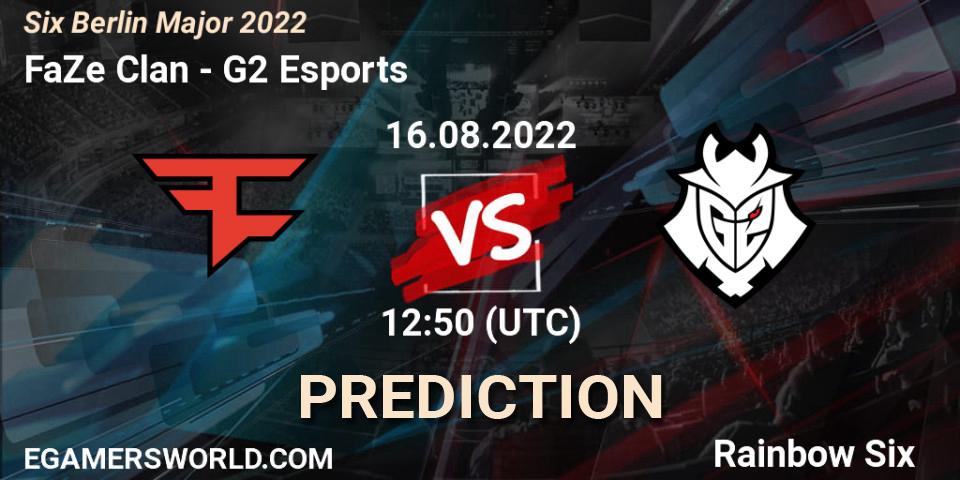Pronósticos FaZe Clan - G2 Esports. 16.08.2022 at 12:50. Six Berlin Major 2022 - Rainbow Six