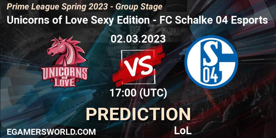 Pronósticos Unicorns of Love Sexy Edition - FC Schalke 04 Esports. 02.03.23. Prime League Spring 2023 - Group Stage - LoL