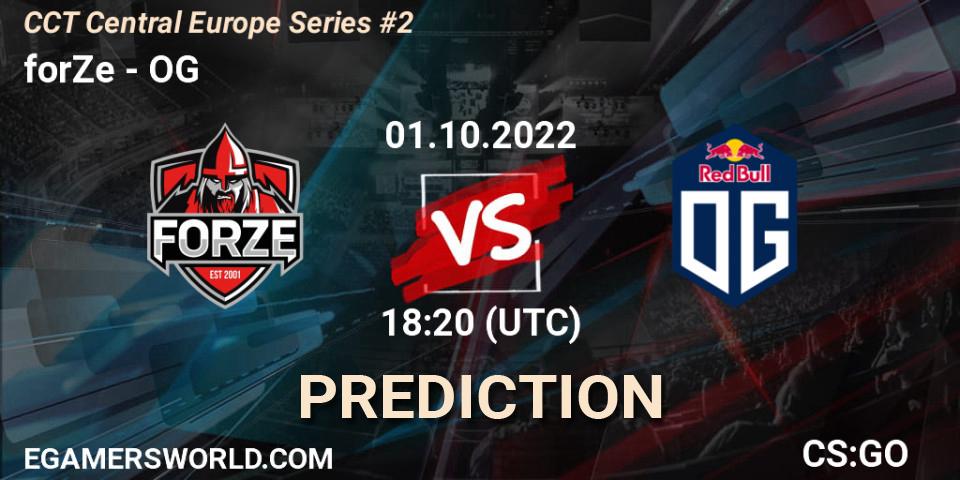 Pronósticos forZe - OG. 01.10.2022 at 18:20. CCT Central Europe Series #2 - Counter-Strike (CS2)