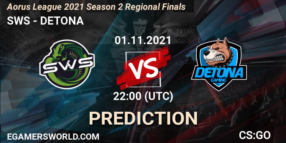 Pronósticos SWS - DETONA. 01.11.21. Aorus League 2021 Season 2 Regional Finals - CS2 (CS:GO)