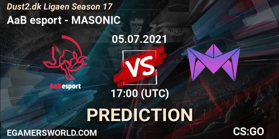 Pronósticos AaB esport - MASONIC. 05.07.2021 at 17:00. Dust2.dk Ligaen Season 17 - Counter-Strike (CS2)