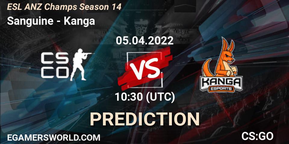 Pronósticos Sanguine - Kanga. 05.04.22. ESL ANZ Champs Season 14 - CS2 (CS:GO)