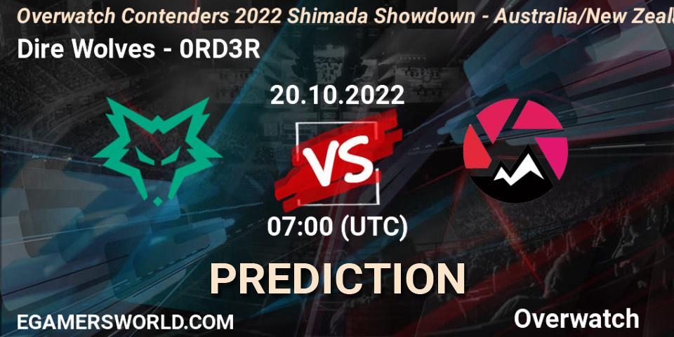 Pronósticos Dire Wolves - 0RD3R. 20.10.22. Overwatch Contenders 2022 Shimada Showdown - Australia/New Zealand - October - Overwatch