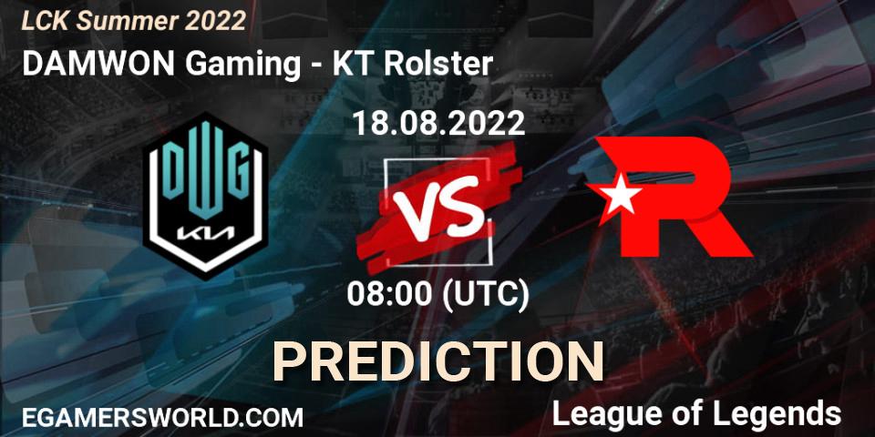 Pronósticos DAMWON Gaming - KT Rolster. 18.08.2022 at 08:00. LCK Summer 2022 - LoL