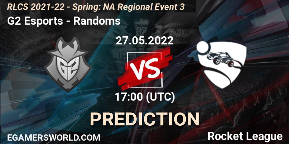 Pronósticos G2 Esports - Randoms. 27.05.2022 at 17:00. RLCS 2021-22 - Spring: NA Regional Event 3 - Rocket League