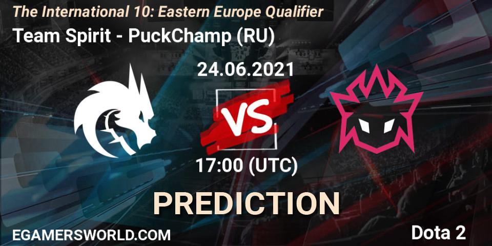 Pronósticos Team Spirit - PuckChamp (RU). 24.06.2021 at 18:05. The International 10: Eastern Europe Qualifier - Dota 2