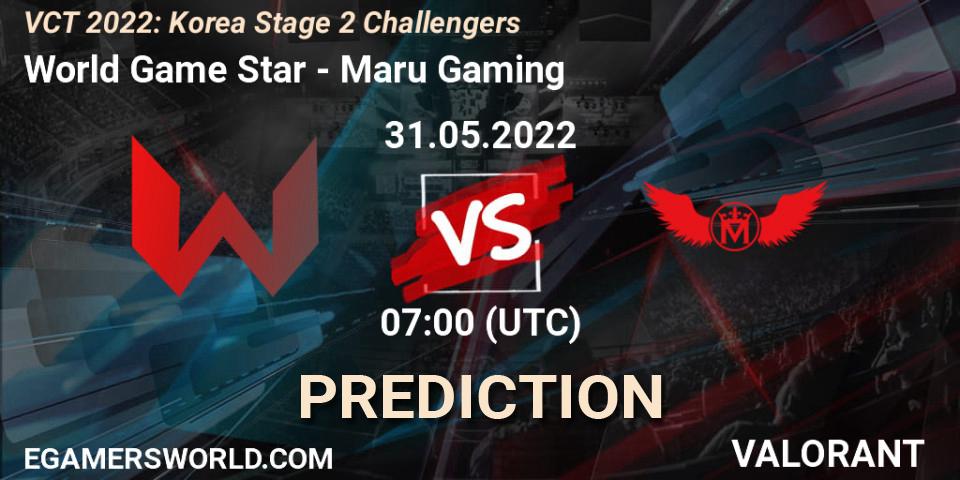 Pronósticos World Game Star - Maru Gaming. 31.05.2022 at 07:00. VCT 2022: Korea Stage 2 Challengers - VALORANT