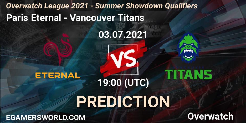 Pronósticos Paris Eternal - Vancouver Titans. 03.07.21. Overwatch League 2021 - Summer Showdown Qualifiers - Overwatch