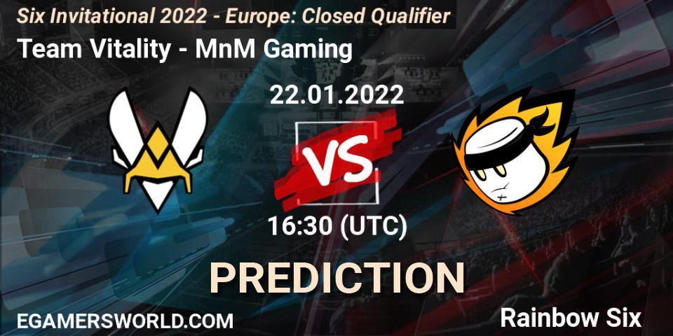 Pronósticos Team Vitality - MnM Gaming. 22.01.22. Six Invitational 2022 - Europe: Closed Qualifier - Rainbow Six