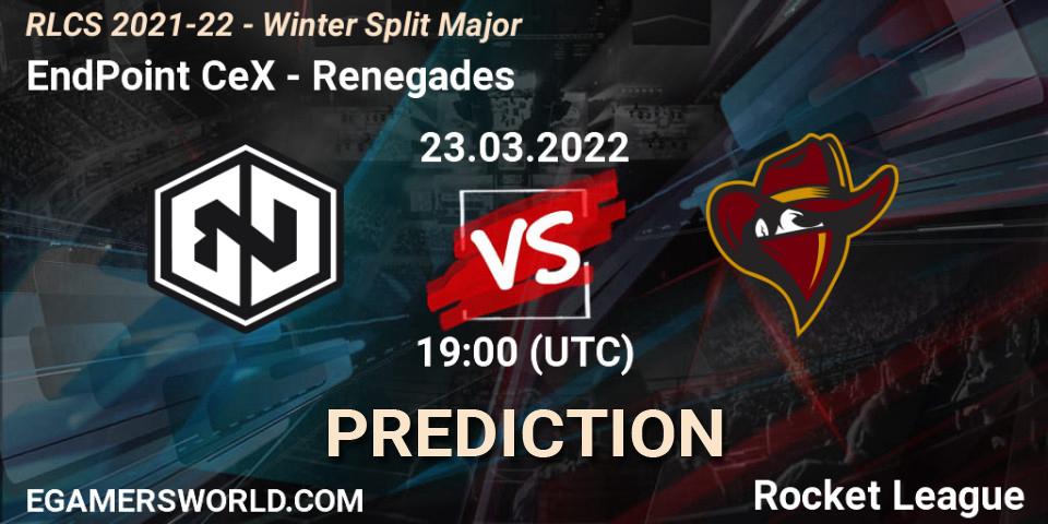 Pronósticos EndPoint CeX - Renegades. 23.03.2022 at 19:00. RLCS 2021-22 - Winter Split Major - Rocket League