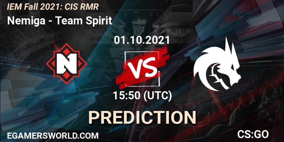 Pronósticos Nemiga - Team Spirit. 01.10.21. IEM Fall 2021: CIS RMR - CS2 (CS:GO)