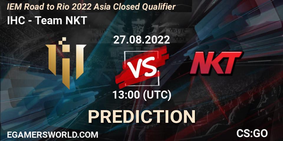 Pronósticos IHC - Team NKT. 27.08.2022 at 13:00. IEM Road to Rio 2022 Asia Closed Qualifier - Counter-Strike (CS2)