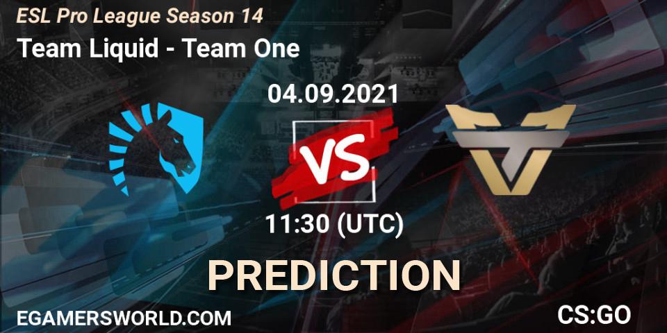 Pronósticos Team Liquid - Team One. 04.09.2021 at 11:30. ESL Pro League Season 14 - Counter-Strike (CS2)
