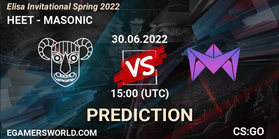Pronósticos HEET - MASONIC. 30.06.2022 at 15:00. Elisa Invitational Spring 2022 - Counter-Strike (CS2)