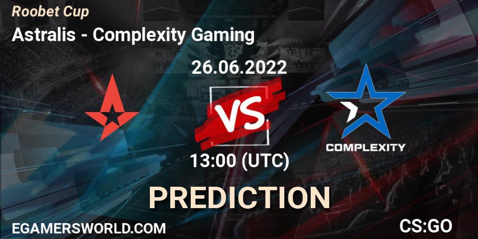Pronósticos Astralis - Complexity Gaming. 26.06.2022 at 13:00. Roobet Cup - Counter-Strike (CS2)