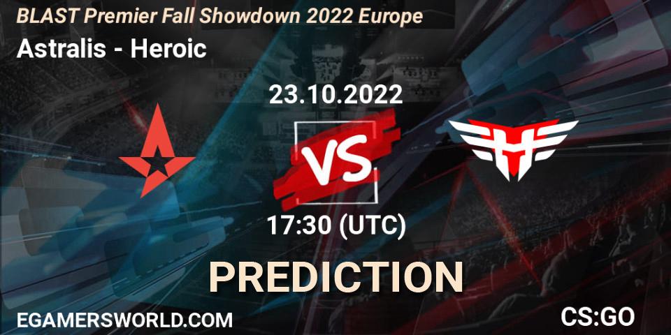 Pronósticos Astralis - Heroic. 23.10.22. BLAST Premier Fall Showdown 2022 Europe - CS2 (CS:GO)