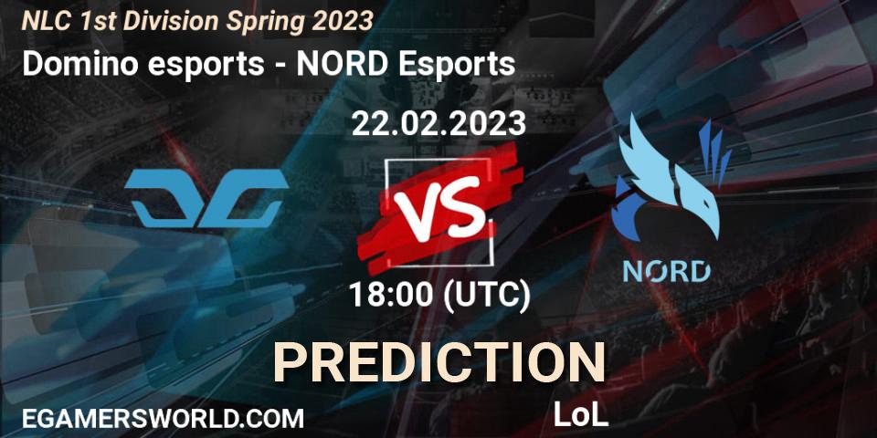 Pronósticos Domino esports - NORD Esports. 22.02.23. NLC 1st Division Spring 2023 - LoL